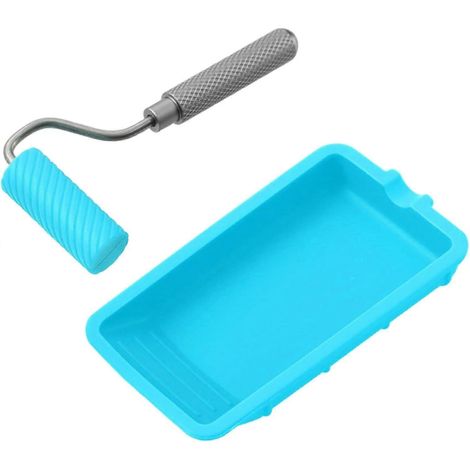 Rouleau à colle en silicone rouge avec plateau et applicateur pour travail du bois et loisirs créatifs (1/5)