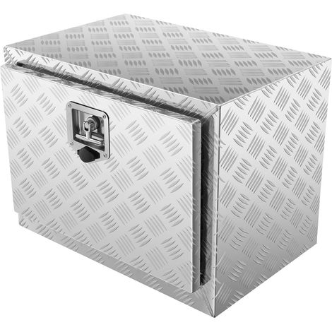 Coffre de camion sous châssis, 61 x 35,6 x 40,6 cm, boîte de rangement en aluminium robuste à platine diamant, avec serrure et clés, étanche, poignée en T, pour pick-up, utilitaire et remorque. (1/5)
