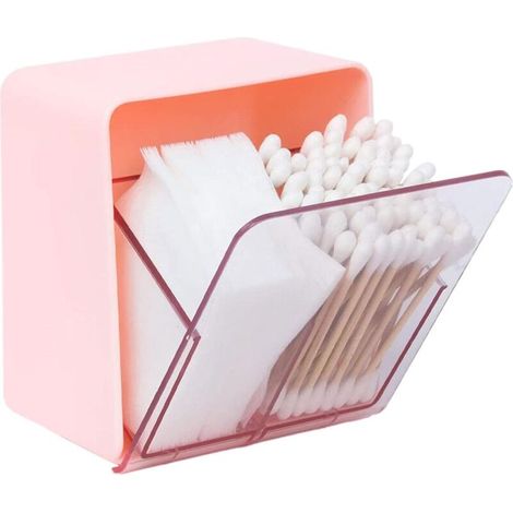 Porta cotton fioc, porta flacone multifunzionale a 2 scomparti per riporre dischetti struccanti, cotton fioc e batuffoli di cotone (1/5)