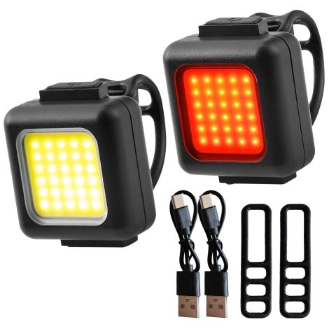 Luz para bicicleta, juego de 2 luces delanteras y traseras COB USB Alogy (1/5)