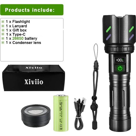 (2026 SET-A) Lampe torche ultra-puissante à allumage concentré, rechargeable en briquettes, zoom 3000 m, idéale pour le camping et les situations d'urgence en extérieur. (1/5)