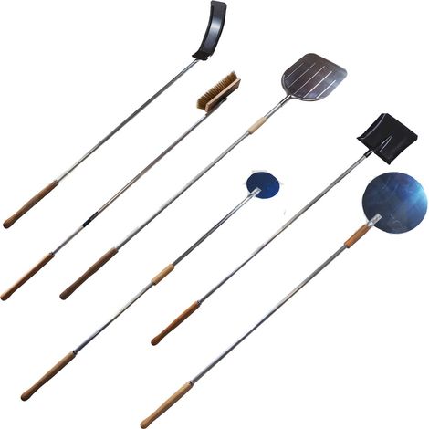KIT PALE/set pala PER PIZZA FORNO A LEGNA 6 PEZZI MANICO SCORREVOLE PIZZE FORNI