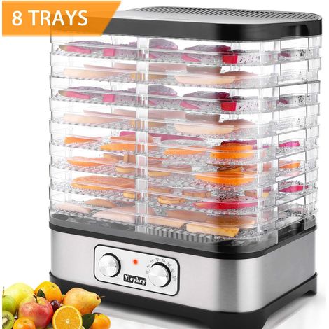 Déshydrateur alimentaire 8 plateaux 400W – Réglage de température jusqu'à 180°F – Acier inoxydable et plastique – Facile à nettoyer
