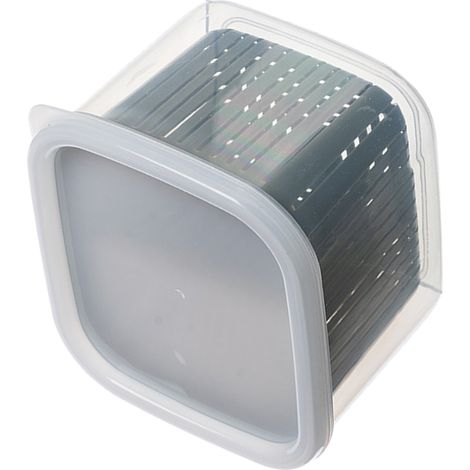 Boîte de rangement pour légumes et fruits à 2 compartiments pour réfrigérateur, idéale pour les oignons, le gingembre, l'ail et les légumes verts. (1/5)
