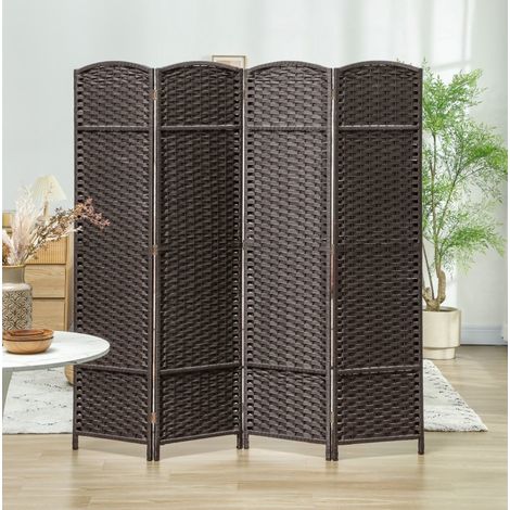 4-teiliger Falt-Paravent, 160 x 170 cm, Holz und Polypropylen, braun HAVRYA (1/5)