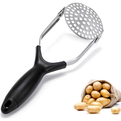 Presse Purée, Presse légumes en Acier Inoxydable Broyeur de Pommes de Terre Lisse Éplucheur, Presse Fruit Ecrase Pomme de Terre Manche de Silicone Confortable (1/5)