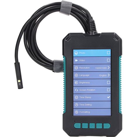 Endoscope numérique avec objectif de 8 mm, écran IPS de 4,3 pouces, caméra d'inspection industrielle avec éclairage LED, alimentation 5 V CC, portée de 2 mètres (6,6 pieds). (1/5)