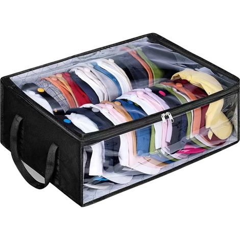 Sac de rangement pour casquettes, organisateur de casquettes de baseball avec poignée renforcée, fermeture éclair, porte-casquette transparent, grande capacité (1/5)