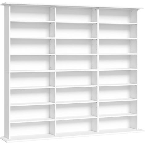 Esioie meuble rangement CD DVD grande capacité blanc (1/5)