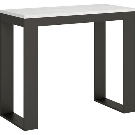 Console extensible bois et acier Tiroz evolution 4 pieds 5 rallonges-Blanc-4 pieds-5 rallonges (1/5)