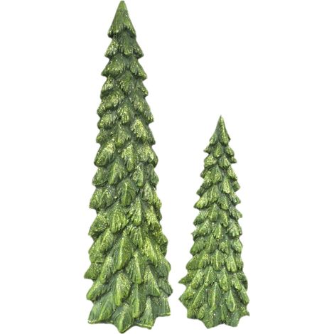 Arbre De Noël Miniature - Figurine En Résine Pour Table - Décoration De Noël Pour Cheminée Bureau Étagère - Lot De 2 (1/4)