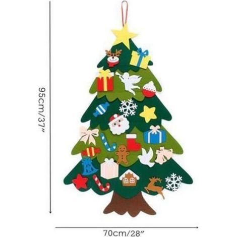 95cm Feutrine Sapin de Noël DIY avec Ornements Cadeaux De Noël pour enfants Décoration Porte-Murale à Suspendre Décor LIA9135 (1/4)