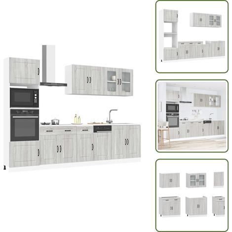 7-tlg. Küchenschrank-Set Kalmar Grau Sonoma Holzwerkstoff - Küchenschrank-Set - Küchenschrank-Sets - Küchenzeile Einbauküche - Küchenschrank