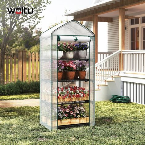 WOLTU Serra da giardino e terrazzo balcone metallo PVC per piante fiori 69x49x158 cm Bianco