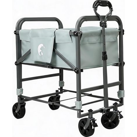 Chariot de toilettage portable à hauteur réglable – Roulettes pivotantes 360° avec freins – petits et moyens chiens – Gris clair (1/5)
