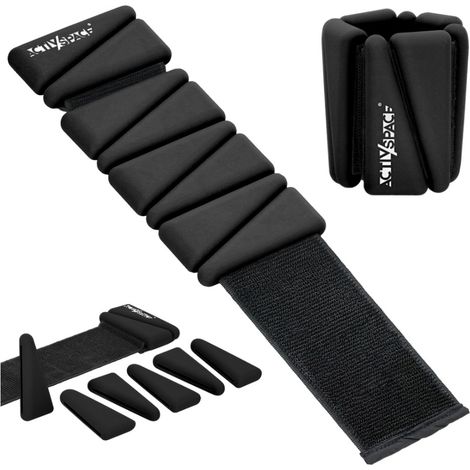 Pesas ajustables para tobillos y muñecas para ejercicios, 2 x 0,90 kg - negras