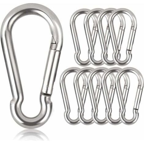BUNTHAUS Packung mit 10 Schlüsselring-Karabinern, 80 mm x Ø 8 mm, maximale Traglast: 250 kg