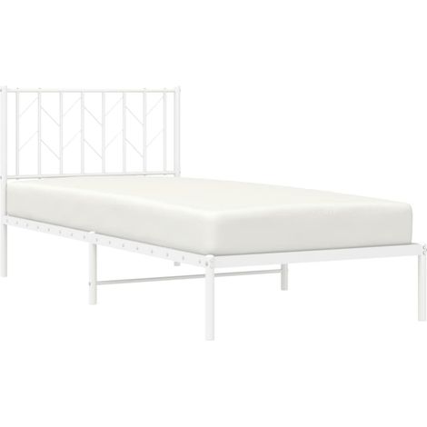 vidaXL Cadre de lit métal sans matelas avec tête de lit blanc 90x200cm (1/5)