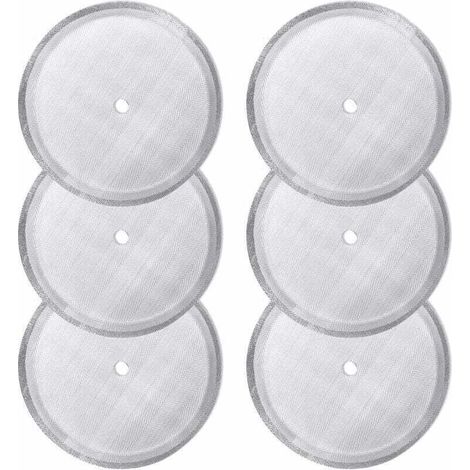 Paquet de 6 filtres à tamis de rechange pour presse française - Filtres à mailles réutilisables en acier inoxydable - Pour cafetières à pression françaises universelles de 1000 ml / 34 oz / 8 tasses