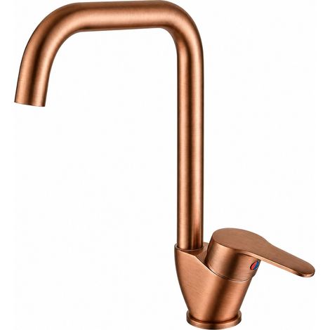 Grifo monomando tradicional para fregadero de cocina con caño giratorio, color cobre antiguo Tecom TLVA120RA  cobre (1/3)