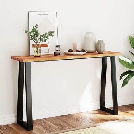 Table console，Table d'appoint，Bout de canapé à live edge 140x40x80 cm bois d'acacia solide CFW211916 (1/5)