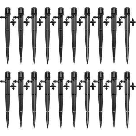 20 Pièces Goutteur Irrigation Réglable, 360 Degrés Micro Asperseur Goutte à Goutte pour Tube 4/7 mm, Goutteur d'irrigation Insertion, Noir (avec Connecteur) (1/5)