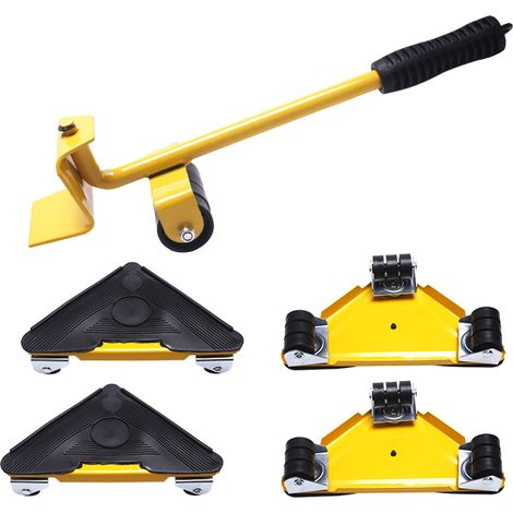 Kit de 5 roulettes universelles pour meubles lourds, jaune, ABS et fer, charge 400kg, silencieux (1/4)