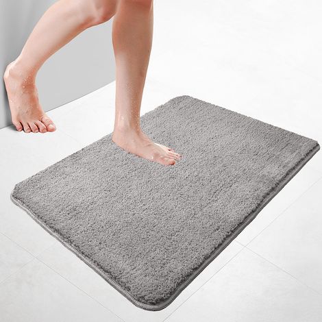 VOUNOT® Badematte Rutschfeste Mikrofaser Badezimmerteppich 60x90cm Grau (1/5)
