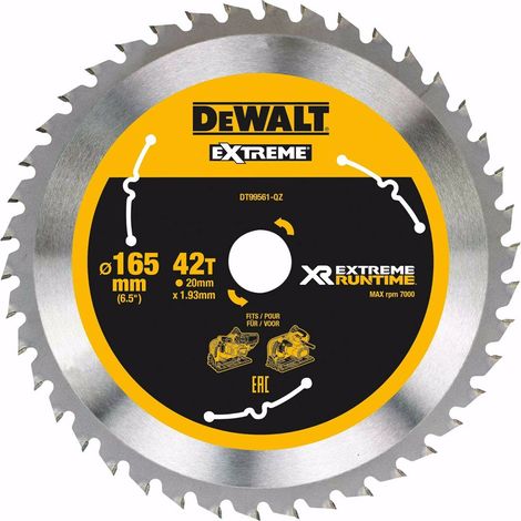 Dewalt DT99561 165mm x 20mm 42T Extreme Runtime FlexVolt Plunge Saw Blade DCS520