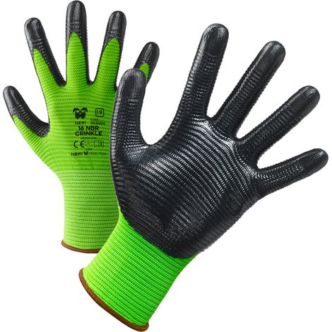 Guanti antinfortunistici Neri 16 NBR Crinkle - 9 (L) - Nero/Verde