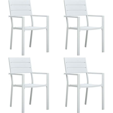 Chaises de jardin 4 pcs Blanc PEHD Aspect de bois (1/5)