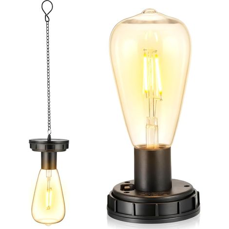 2 Pièces Ampoule Solaire, 7cm Lampe Solaire Jardin Rechange  Lampe Solaire de Rechange avec Ampoule LED, Éclairage Solaire D'extérieur Décoration avec une Chaîne de 26cm (1/5)