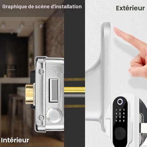 Serrure de Porte à Empreinte Digitale,Verrou de Clavier sans Clé avec Entrée de Clé, mot de Passe anti-Fouille,Serrure Antivol Intelligente (1/3)