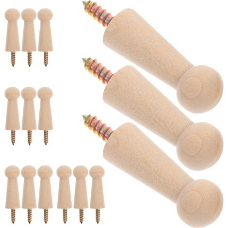 15 crochets muraux bois, pour clés et vêtements et mur intérieur (1/5)