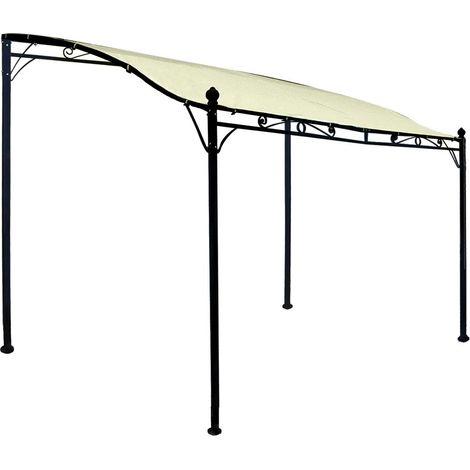 Anbaupavillon MANTOVA 3x2,5 Meter, Stahl dunkel, Plane PVC-beschichtet écru