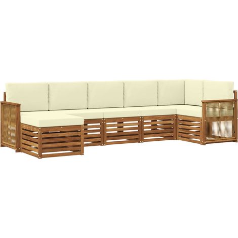 Outdoor-Sofagarnitur 6 Stk. Natur und Creme vidaXL (1/5)