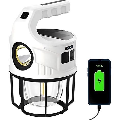 Lanterna da campeggio a LED da 500 lm ricaricabile tramite energia solare e USB, impermeabile IPX4, attrezzatura di sopravvivenza per campeggio, escursionismo e emergenze domestiche. (1/4)