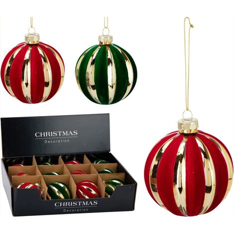 Pallina di natale 8cm - rosso/verde colore assortito