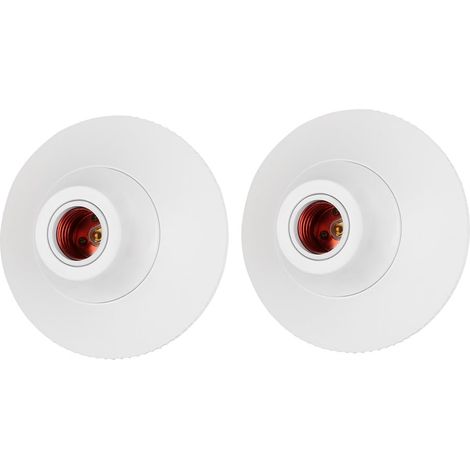 Douille E27/E26 à Vis pour Plafonnier, Support de Lampe Plafond, Montage Rapide avec Socle en Plastique, 110V-250V 4A, pour Salon/Couloir/Cuisine/Garage (Lot de 2 - Blanc) (1/2)