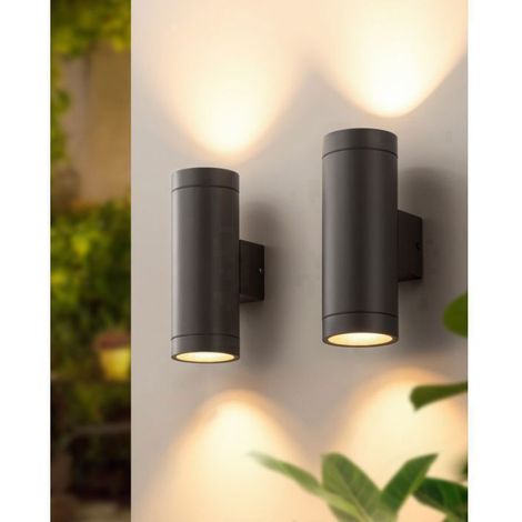 applique murale extérieure intérieure lot de 2, gris foncé, étanche IP44, douille GU10, ampoule requise, éclairage mural (1/5)