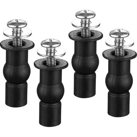 Fixation Abattant WC Vis, 4 Pièces Vis D'expansion pour Toilettes, Siège Charnière, Rechange pour Charnières en Haut, Noir