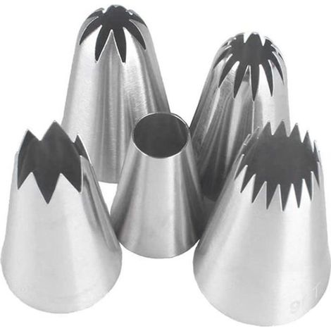 Pommee (1 Jeu de 5 Grand Douilles Pâtisserie en Acier Inoxydable DIY Kits Décoration de Gâteaux (1/4)