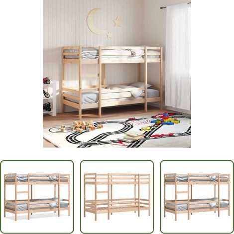 Hochbett Kiefer - Etagenbett ohne Matratze 90x190 cm Massivholz Kiefer (1/5)