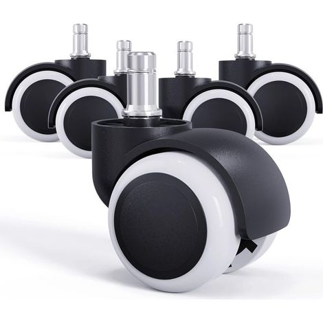 5pcs roulettes Universelles et Résistantes à l’Abrasion pour Sols Durs (Blanc et Noir, 11/50 mm) (1/5)