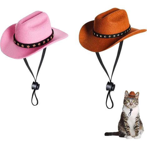 2 Pièces Chapeau Cowboy Animaux Compagnie, Chapeau Cowboy Chien, Chapeau Cowboy Chat, Costumes d'halloween Chiots Cowboys, Casquette Cosplay Chiot, pour Chats et Chiens Décorations Animaux Compagnie (1/5)