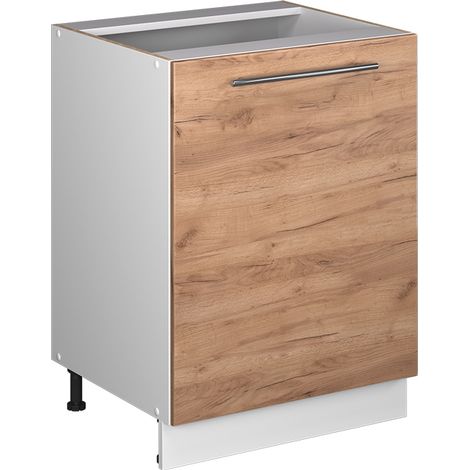 Mobiletto base cucina Fame-Line, Rovere dorato/Bianco, 60 cm 1 anta senza piano di lavoro, Vicco (1/5)