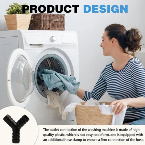 1 Raccord en Y,2 voies,lave-linge,lave-vaisselle,résistant 120°C,colliers serrage,maison (1/5)