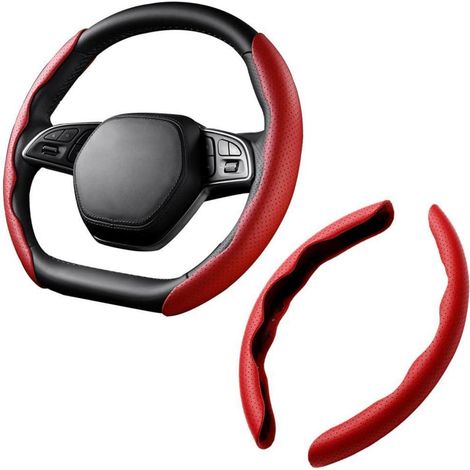 Lenkradbezug Kohlefaser 38CM Rot Anti-Rutsch Universal (1/5)