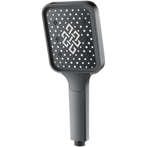 Pomme de douche à haute pression, 4 modes, douche écologique, grande pomme de douche, avec tuyau et support (noir)