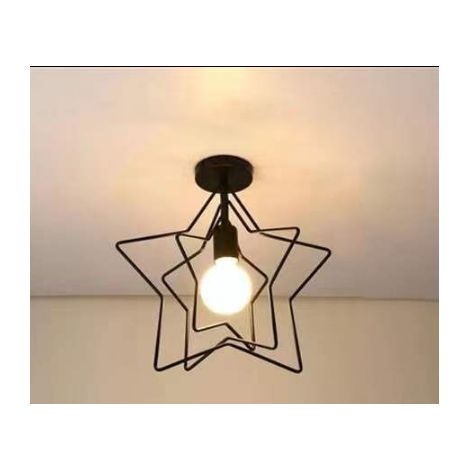Aplique de pared geométrico de hierro forjado para salón, cocina, loft, comedor, cafetería (bombilla no incluida), luz blanca estrellada E27 (1/3)
